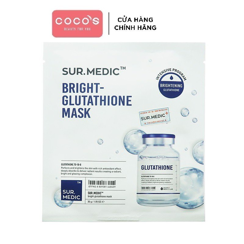 Mặt nạ SURMEDIC Mask Dưỡng Trắng Da 30g - Bright Glutathione