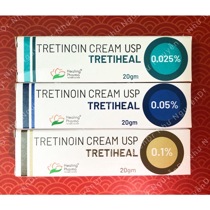 Tretinoin Tretiheal Usp Aret 0.025-0.05-0.1% kem giảm mụn làm mờ thâm