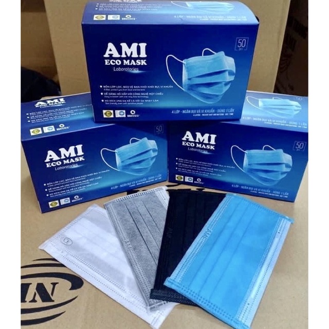 Khẩu trang y tế 4 lớp AMI 4 màu (hộp 50 chiếc)
