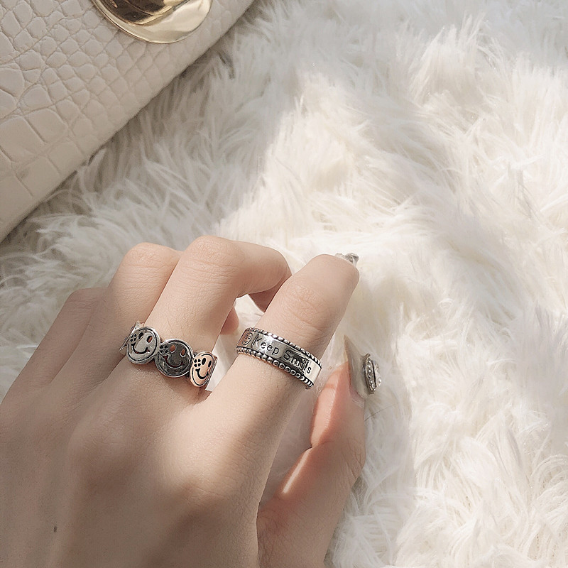 Nhẫn Đeo Ngón Trỏ Hình Mặt Cười Phong Cách Retro Cho Nữ