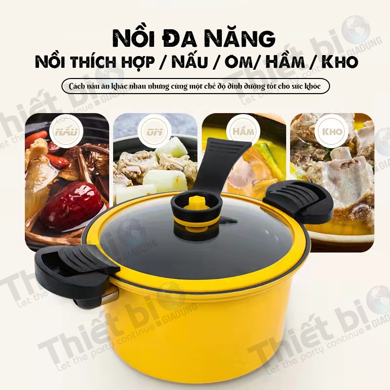 Nồi áp suất, Nồi hầm cháo, Kho cá đa năng mini totipotent pot 3.5L dùng cho mọi loại bếp từ, bếp gas, bếp hồng ngoại