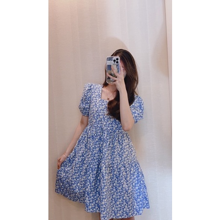 ĐẦM HOA NHÍ BABYDOLL CHUN EO TAY BỒNG