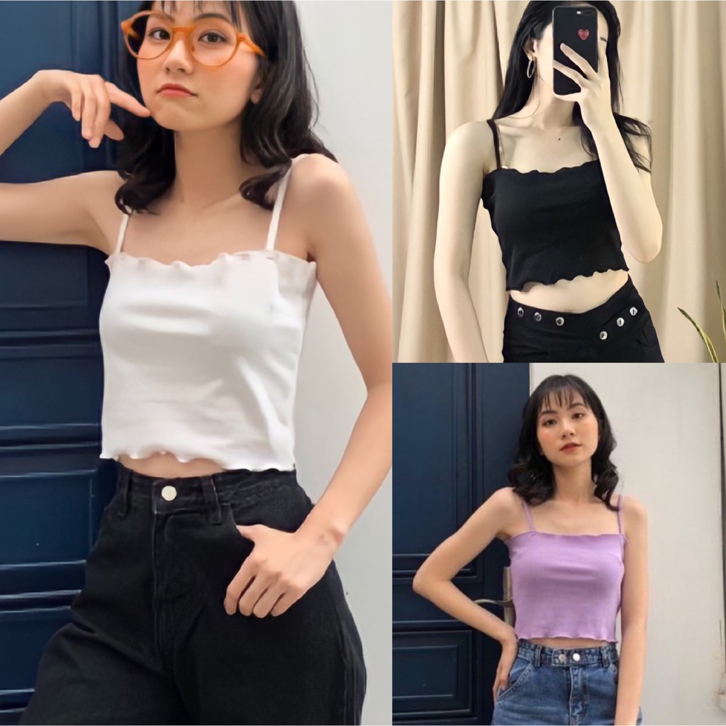 Áo hai dây nữ croptop bản to dáng ôm body đẹp DUKO FASHION