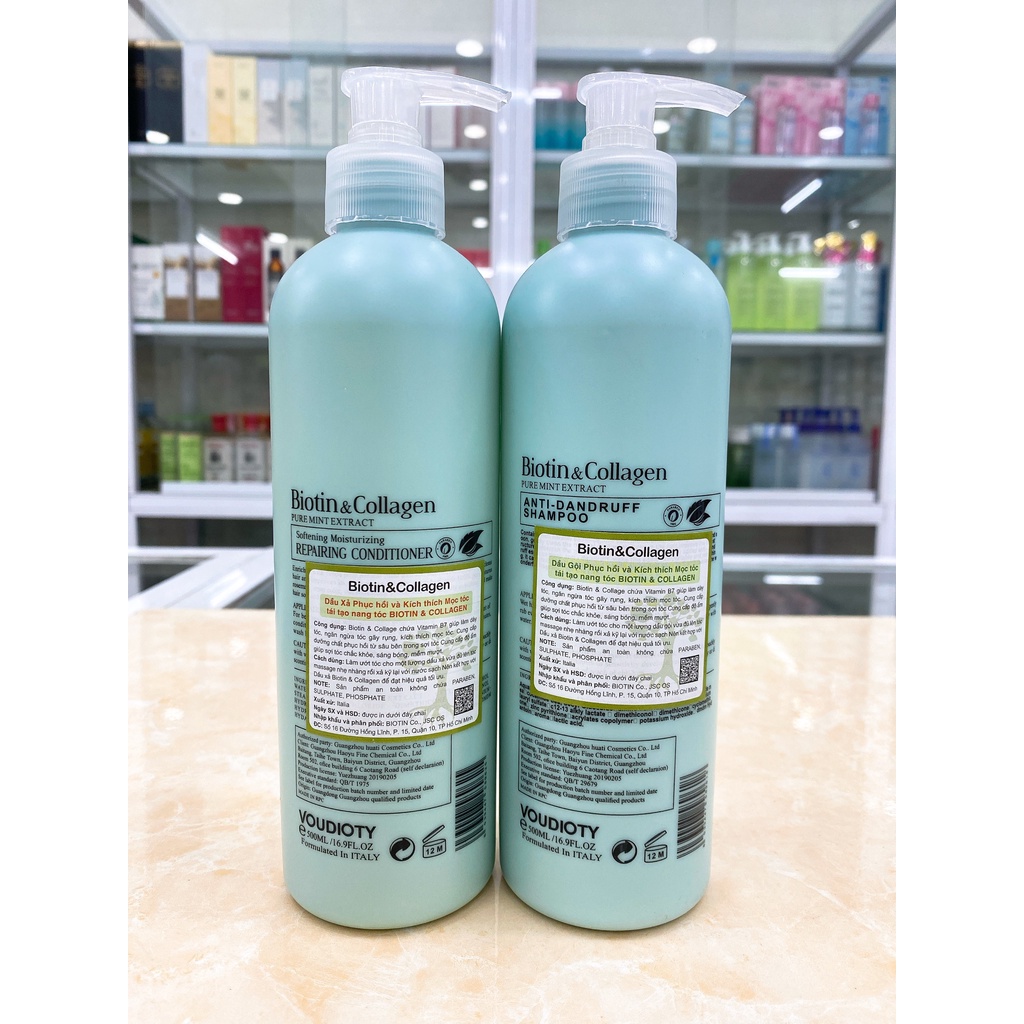 Combo Dầu Gội Xả Biotin Collagen Voudioty 500ml Đủ Màu Chính Hãng Công Ty