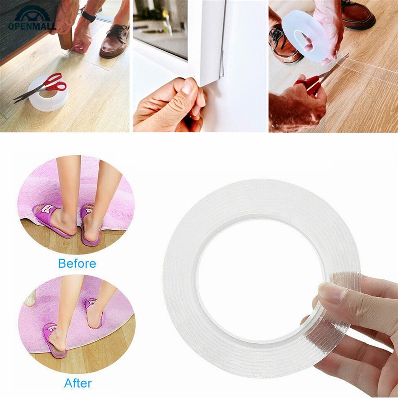 Cuộn Băng Dính Nano 1/2/3/5m Dán Đồ Lên Tường Có Thể Dùng Nhiều Lần Tiện Dụng