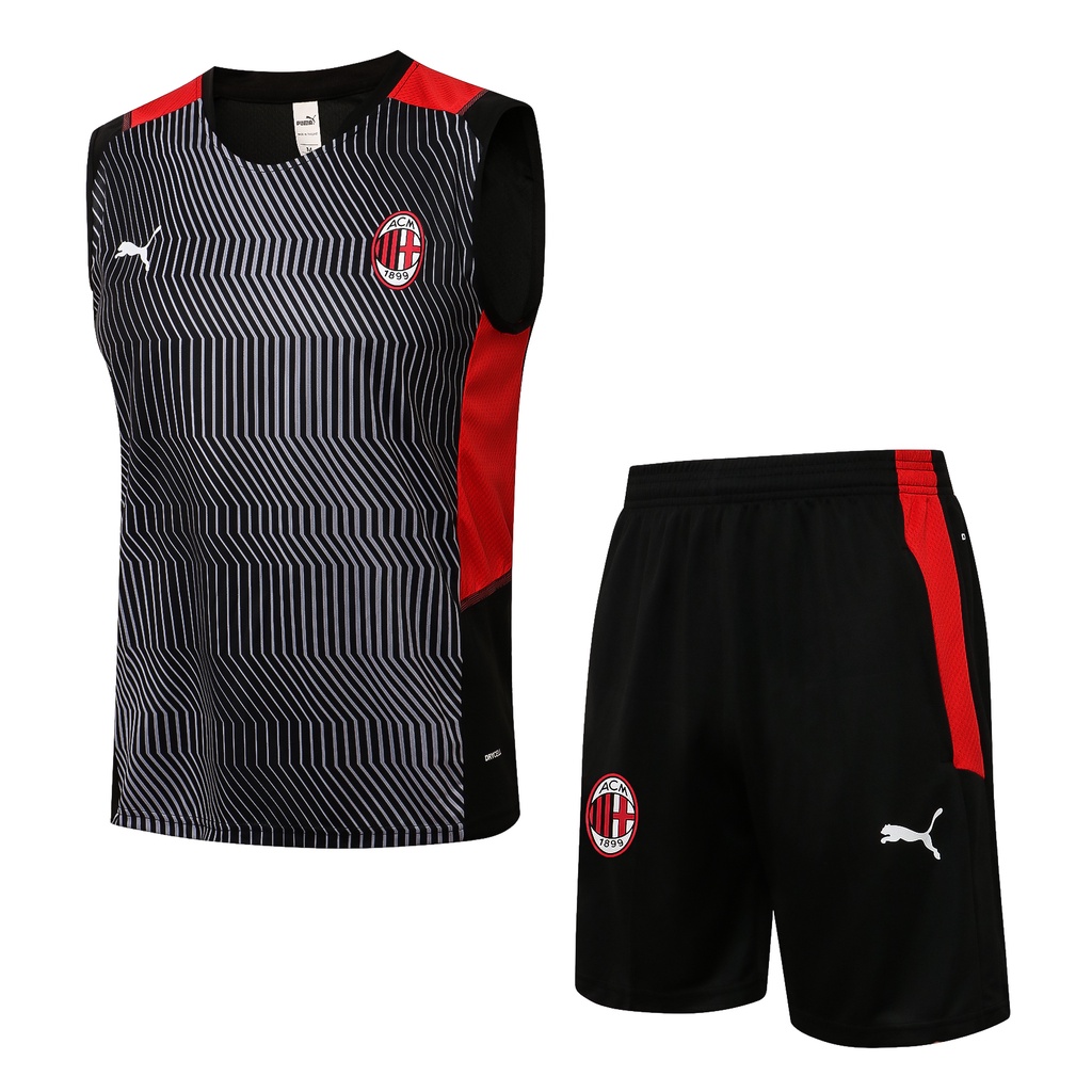 Áo Ba Lỗ Chơi Đá Banh AC Milan S-2xL 21-22 Màu Đen