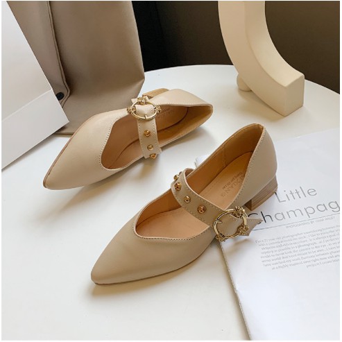 [SẴN] Giày búp bê đế giả gỗ quai ngang bản to phong cách vintage G042 | BigBuy360 - bigbuy360.vn