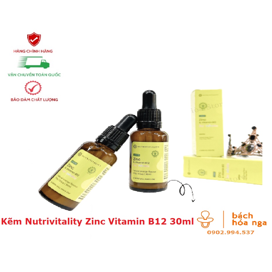 Kẽm Nhỏ Giọt + Vitamin B12 Giảm Biếng Ăn, Quấy Khóc Nutrivitality của Anh Chai 30ml