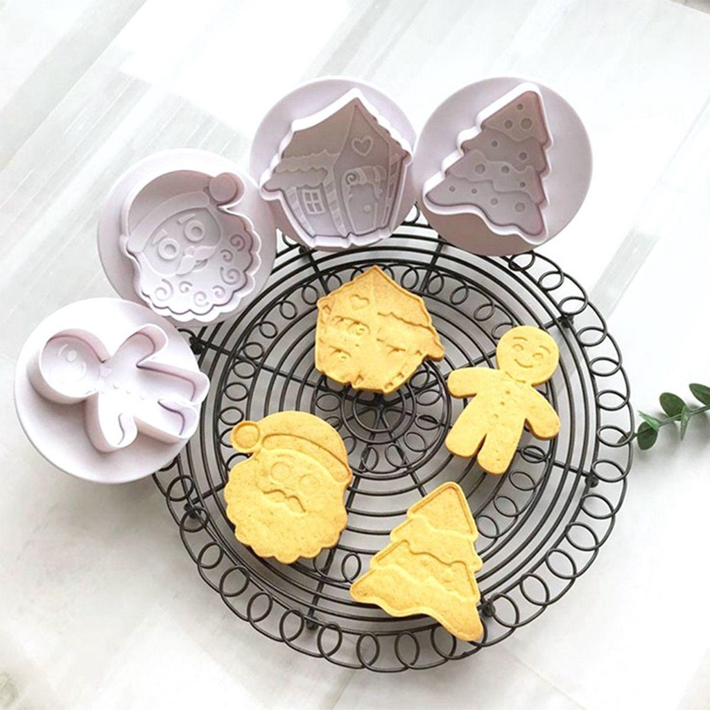 Bộ Khuôn Cắt Bánh Quy Bằng Nhựa Hình Giáng Sinh 3D DIY