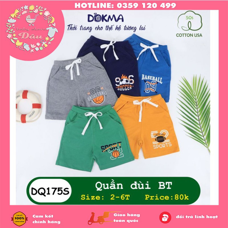 Dokma Quần đùi bé trai 2-6y