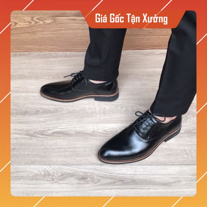 Giầy Oxfords cao cấp, giày tây nam, đế cao su khâu vùng quanh mặt đế