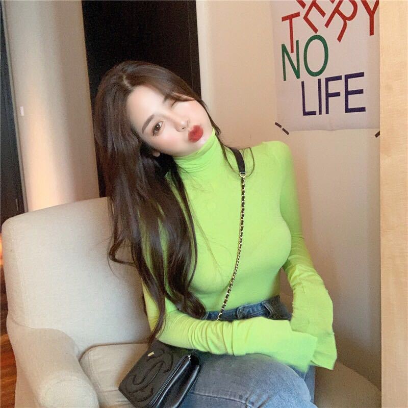 Jiashucheng Áo Thun Tay Dài Dáng Ôm Phong Cách Hàn Quốc Thời Trang Mùa Thu Cho Nữ