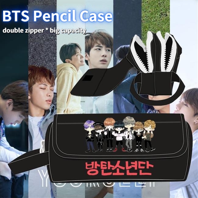 Túi Đựng Bút Có Khóa Kéo Họa Tiết Hoạt Hình Bts Dễ Thương