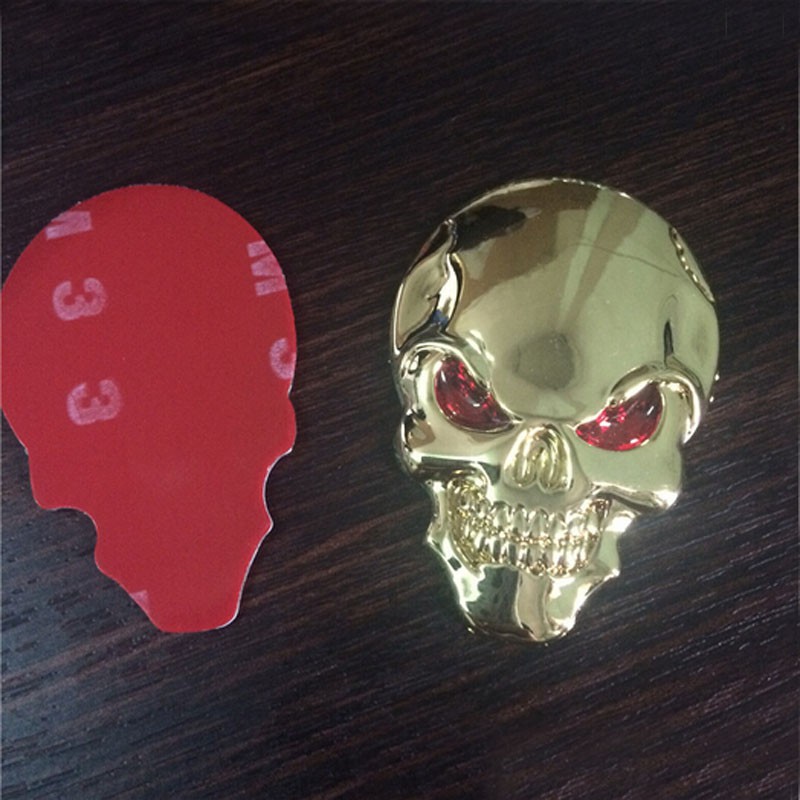 Hình dán đầu lâu kim loại 3D trang trí xe hơi