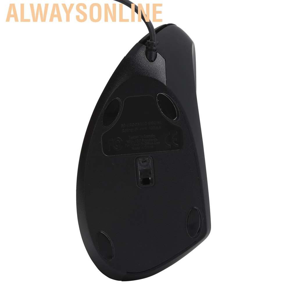 Alwaysonline Vertical Optical Wired Mouse Right Hand with 3-Level Adjustable Resolution for Office Game