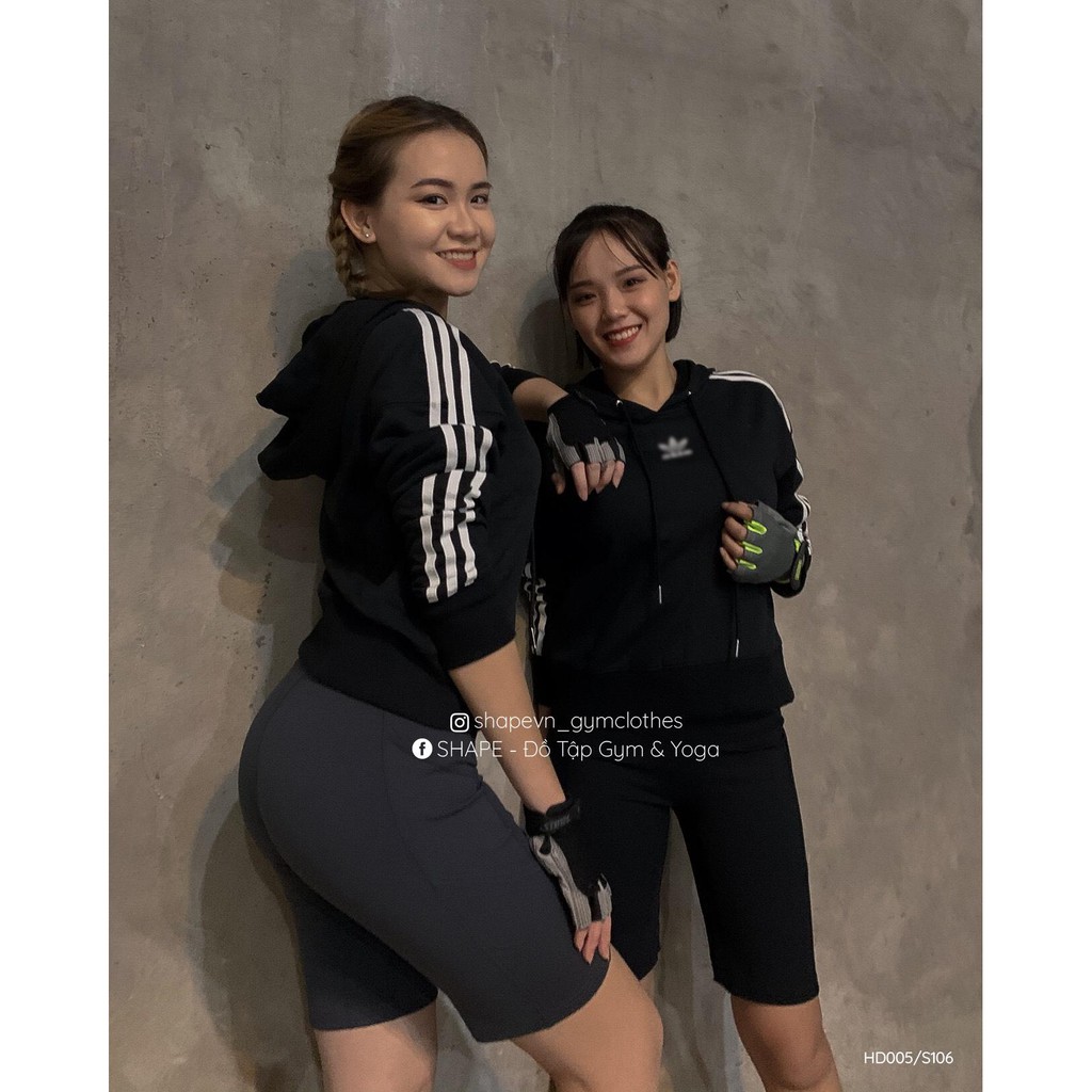 Áo tập nữ áo hoodie croptop A.d basic XK [HD005]