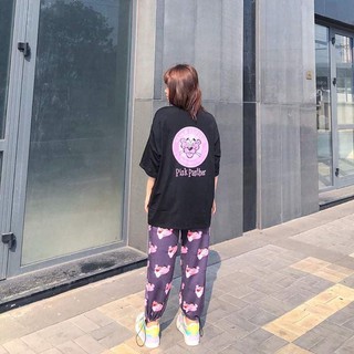 Set áo đen báo hồng + quần cartoon unisex