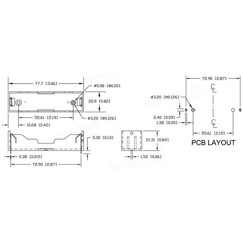 Đế Pin 18650, hộp Pin 18650, loại 1 cell có chân hàn mạch