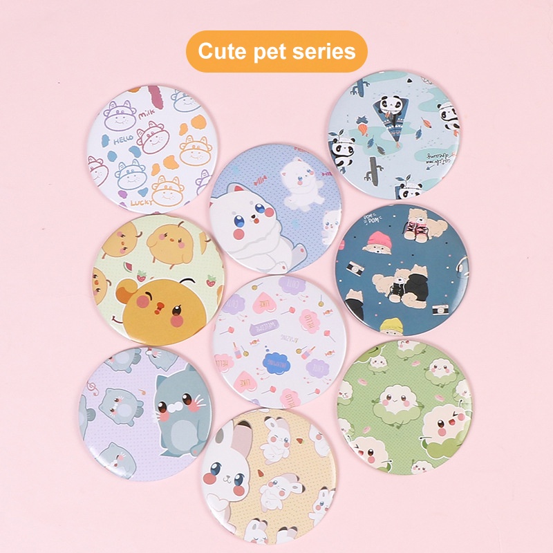 Jammy Cartoon Gương Nhỏ Gương Trang điểm Di động Gương Di động Hoạt động Giáng Sinh Nhẹ, Dễ Mang Theo, Hoa Văn Dễ Thương Và Tươi Sáng