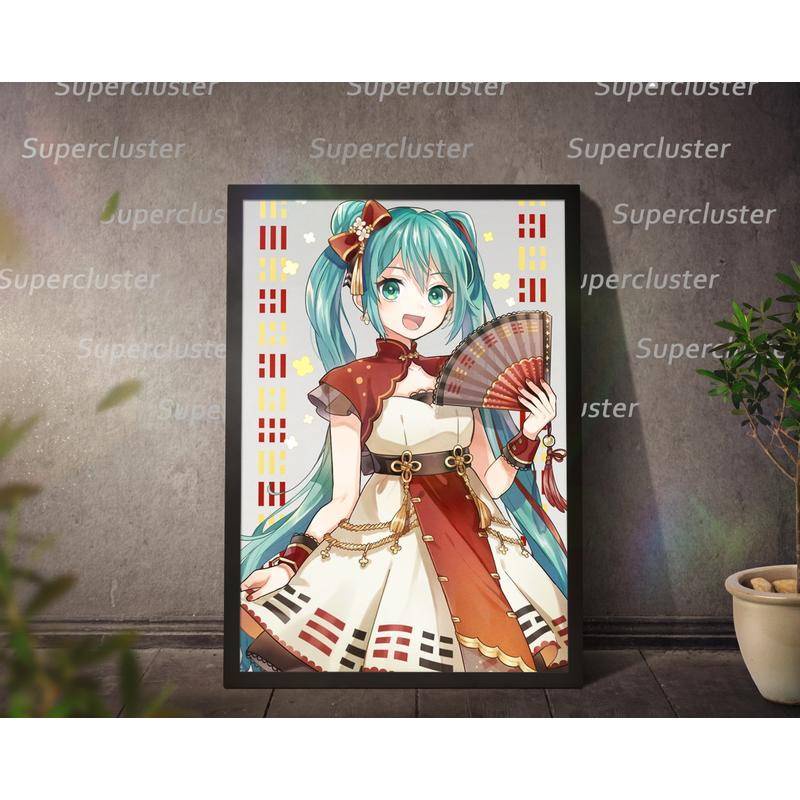 Tranh Vải Bạt Treo Tường In Hình Hatsune Miku Nhật Bản Trang Trí Nhà Cửa