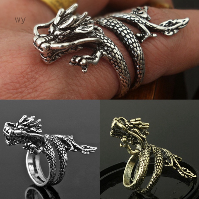 Personality Punk Vintage Exaggerated Dragon Ring For Men Women Fashion Open Men's Rings Domineering Finger Rings Jewelry