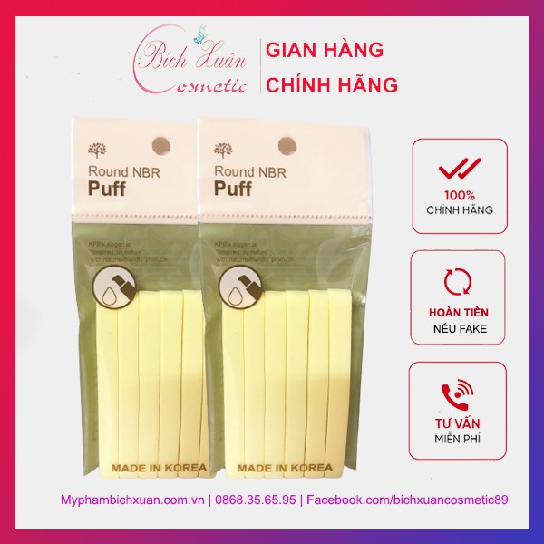 [Hàng chính hãng] Bông que rửa mặt cao cấp Round Nbr Puff (6 miếng)