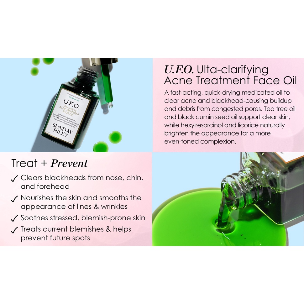 Dầu dưỡng cho da dầu mụn Sunday Riley U.F.O. Salicylic Acid BHA Acne Treatment Face Oil