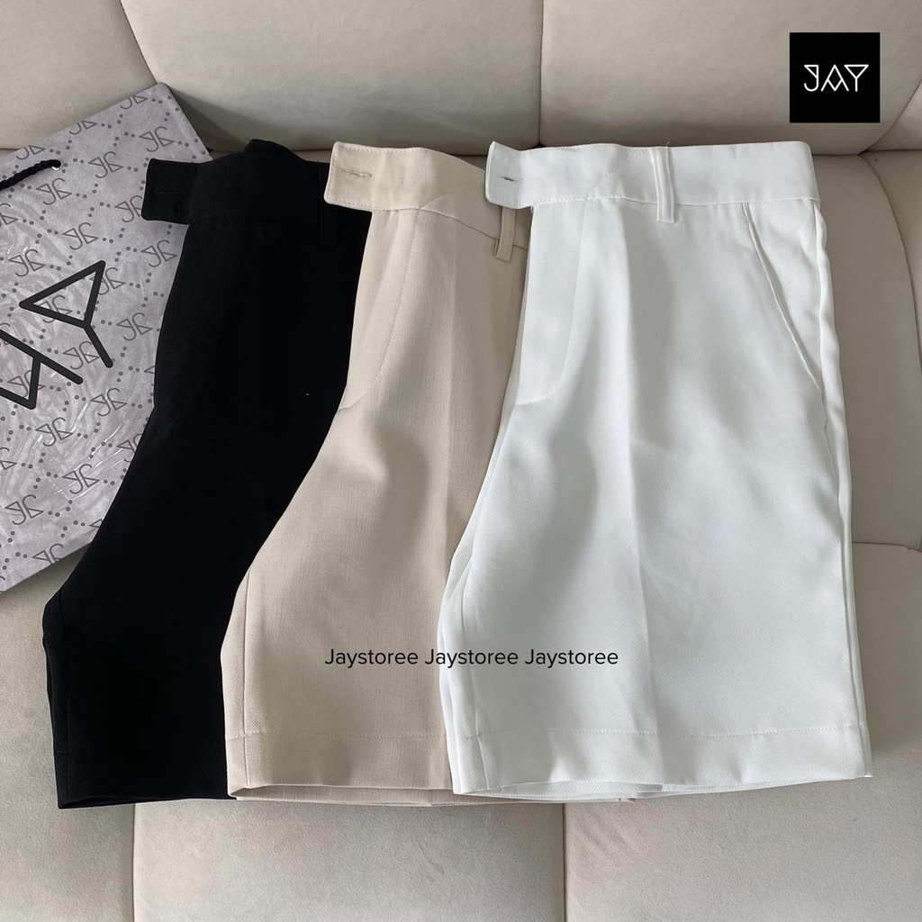 Quần short Bazi - quần đùi tây màu Be/ Đen/ Trắng - Nam nữ unisex
