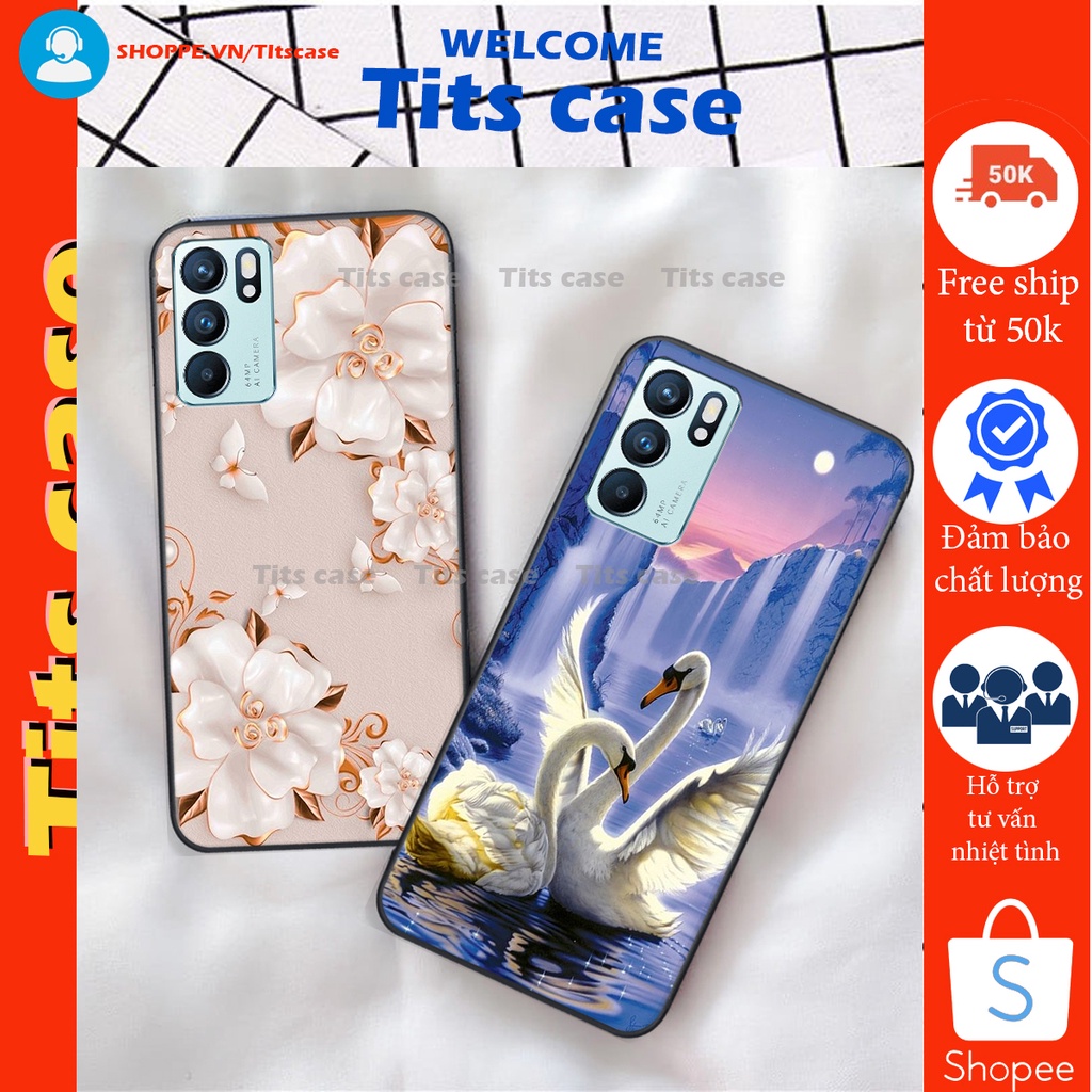 Ốp lưng  Oppo RENO 6 5G in hình thiên nga,hoa may mắn, đặc sắc ĐỘC - LẠ - BỀN