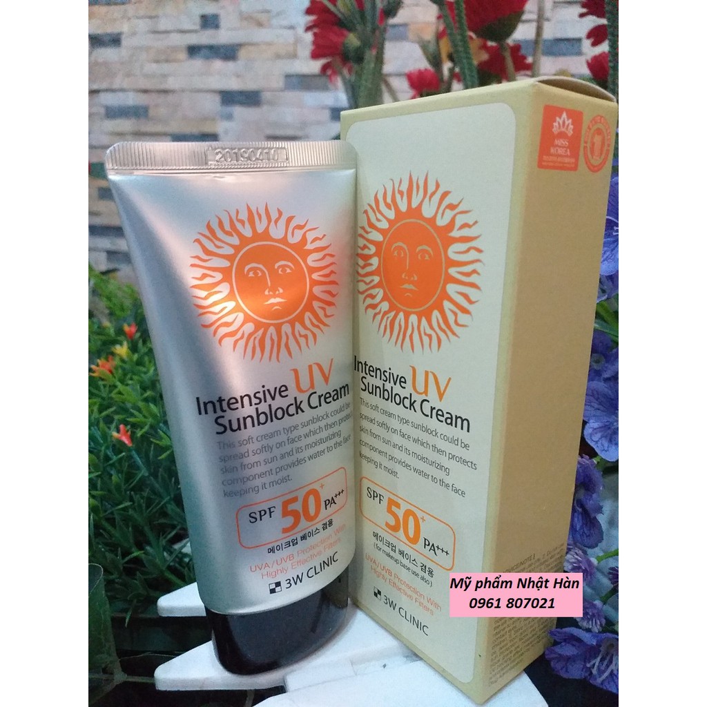 Kem chống nắng 3W Clinic Intensive UV Sunblock Cream SPF 50 PA+++ 70 ml