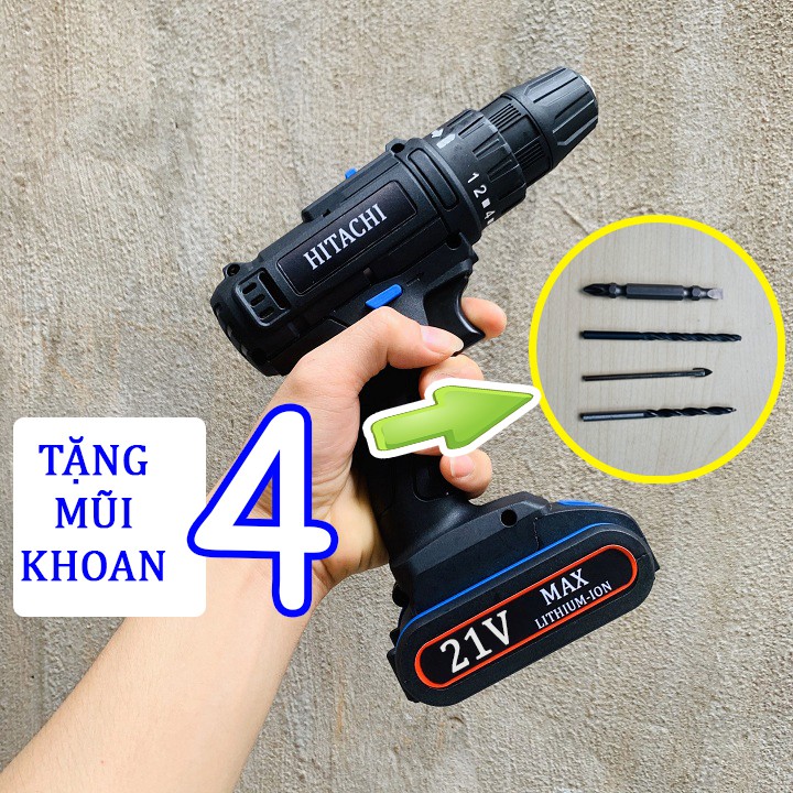 Khoan Pin 21V Hitachi Hộp Nhựa 2 Pin Chính Hãng