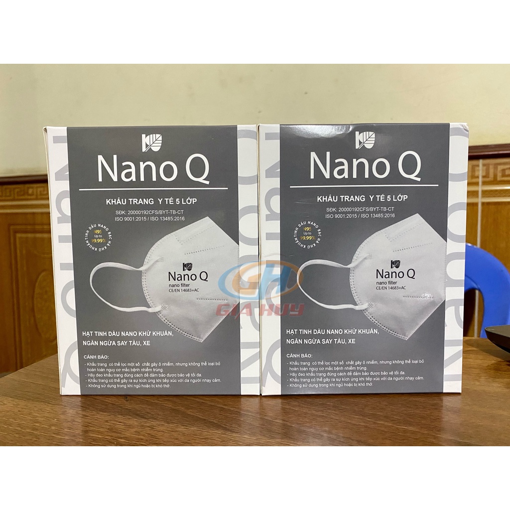 Hộp 20 chiếc Khẩu trang N95 Y tế NanoQ 5 lớp có màng lọc Nano an toàn, ngăn bụi mịn, ôm khít mặt loại không van thở
