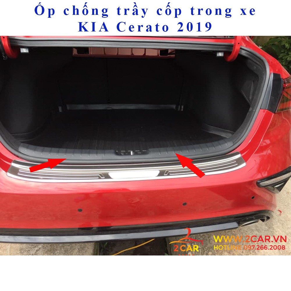 Ốp chống trầy cốp trong ngoài  xe Kia Cerato 2019, chất liệu inox