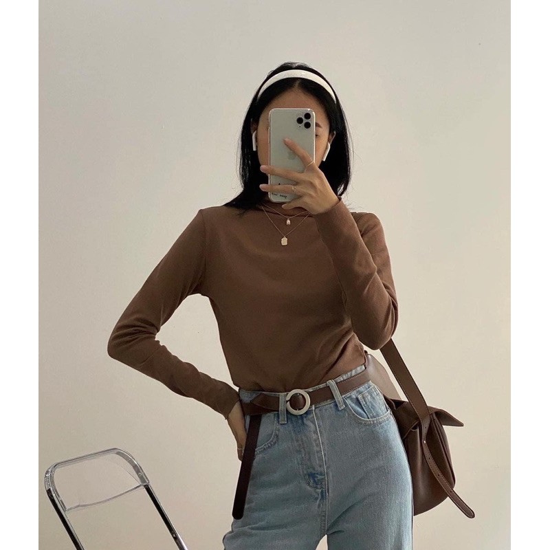 Áo cổ lọ basic[ hàng quảng châu  -ảnh thật shop chụp] Chất liệu dày dặn giặt không bai ,không xù. | BigBuy360 - bigbuy360.vn