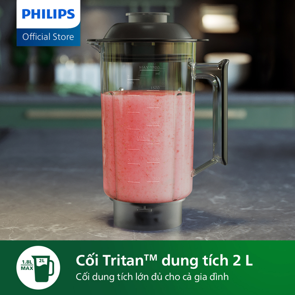 [Mã ELPLSBD06 giảm 10% đơn 1TR] Máy xay tốc độ cao có mô-đun máy ép trái cây Philips HR3770/00 Flip & Juice |1500W|1.8L