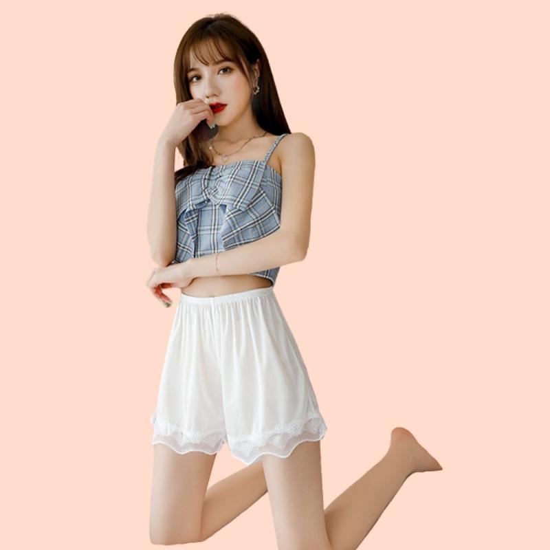 Quần Mặc Váy Satin Viền Ren SU Official, Quần Lót Nữ Lưng Thun Thoáng Mát V3