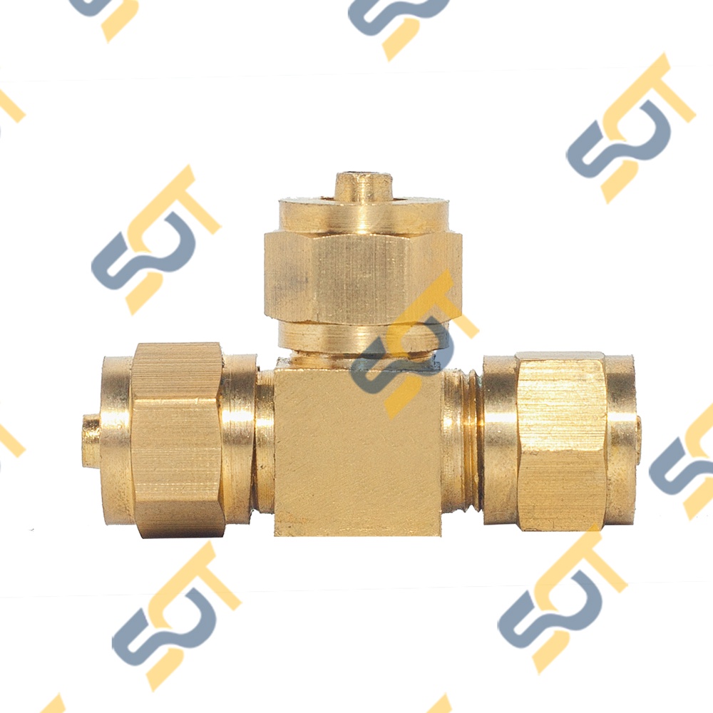 [NỐI CẮM ỐNG] Tê ba đầu nối cắm lòng trong xiết nón cho ống nhựa PU khí nén chất lỏng phun sương hơi nước - Đồng thau