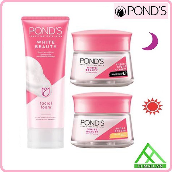 Combo Dưỡng Da Pond Trắng Hồng (3 Sản Phẩm: Sữa Rửa Mặt, Kem Pond Ngày và Đêm)