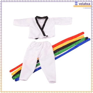 Bộ Đồng Phục Võ Thuật Taekwondo Kèm 5 Đai Lưng Dành Cho Búp Bê 18 ''