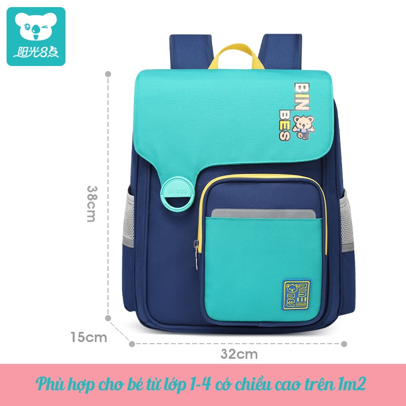 Balo trẻ em chống gù, siêu nhẹ, giảm tải phù hợp học sinh tiểu học, bảo vệ sức khoẻ thương hiệu BINBES