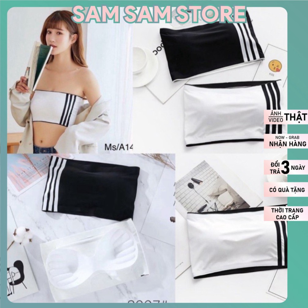 ÁO BRA ỐNG SU KIỂU DÁNG THỂ THAO 3 SỌC KẺ. Chất su cao cấp sờ mát lạnh. Free size 40-55kg.