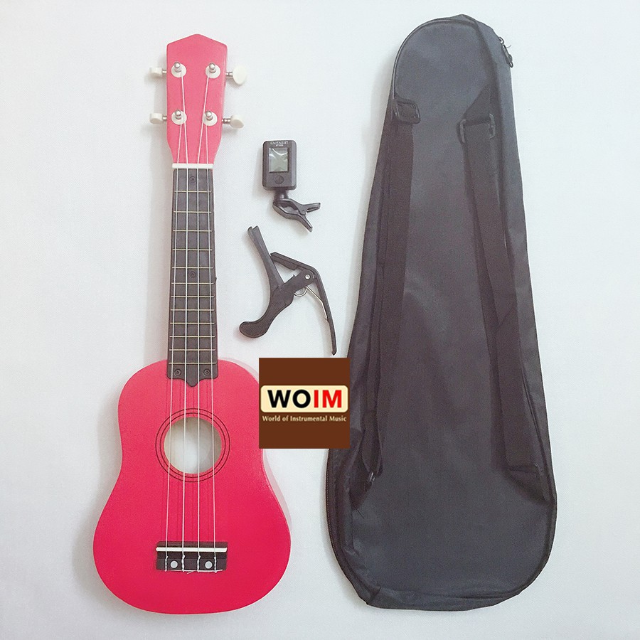 Đàn Ukulele Soprano Size 21 Inch Woim 35A15 tặng kèm capo nâng tông + bao vải thời trang + máy lên dây