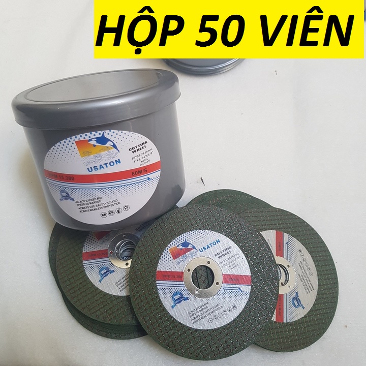 Đá cắt sắt, Đá cắt Inox Cá Heo 100mm Usaton màu xanh 50 viên