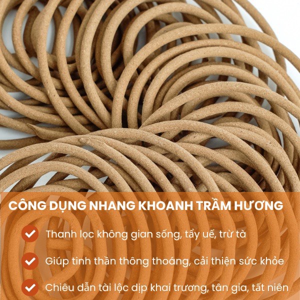 Nhang Khoanh Trầm Hương - Nhang Vòng Sạch Xông Nhà Hương Vòng Thơm Dịu Nhẹ 100% Trầm Hương Tự Nhiên Thư Thái