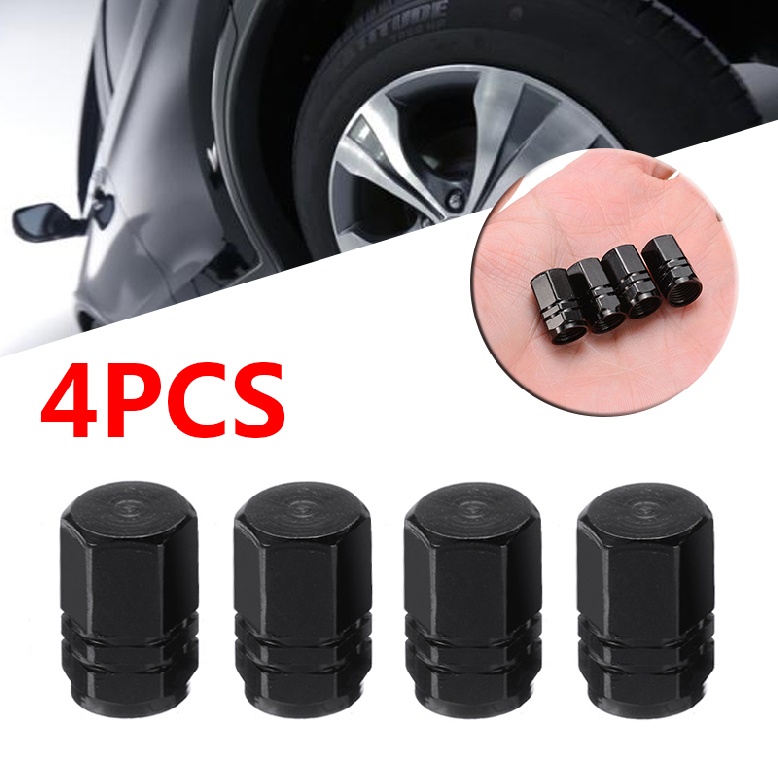 4X Black Aluminum Tire Wheel Rims Stem Air Valve Caps Tyre Cover Universal