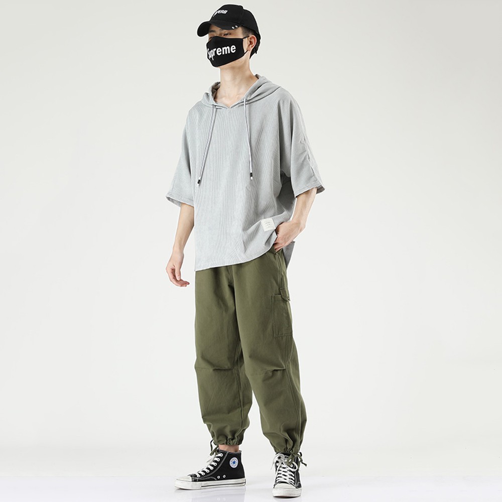 Bộ Quần Áo Thun Nam Thể Thao Mùa Hè Áo Hoodies Ngắn Tay Có Mũ Kết Hợp Quần Jogger Buộc Gấu SET NAM 90000156 | BigBuy360 - bigbuy360.vn