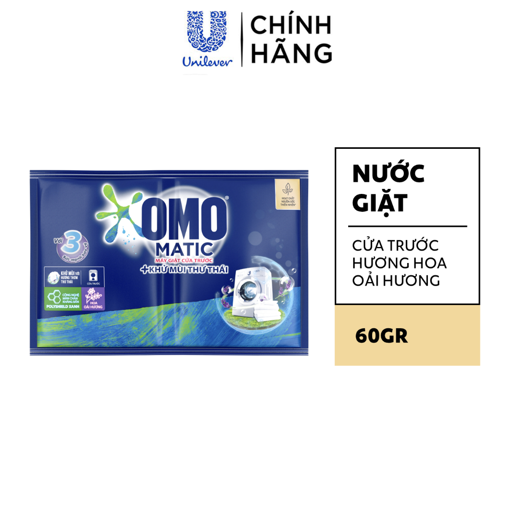 [HC GIFT] Nước giặt OMO Matic Cửa Trước Hương Hoa Oải Hương 60g