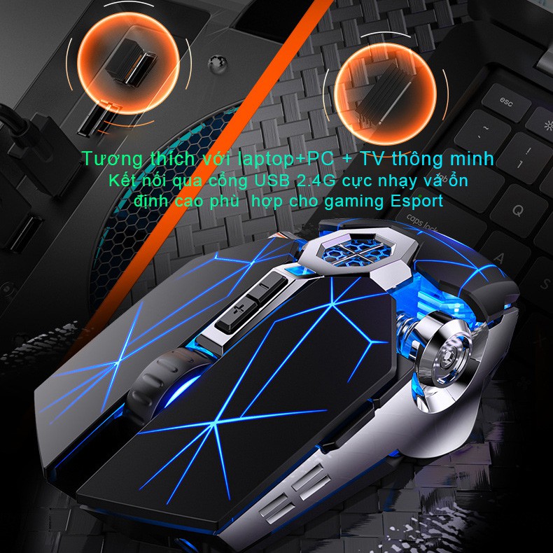 Chuột Máy Tính Gaming Không Dây SIDOTECH YINDIAO S7A Chơi Game Không Độ Trễ Chống Ồn Sạc Pin LED RGB - Hàng Chính Hãng