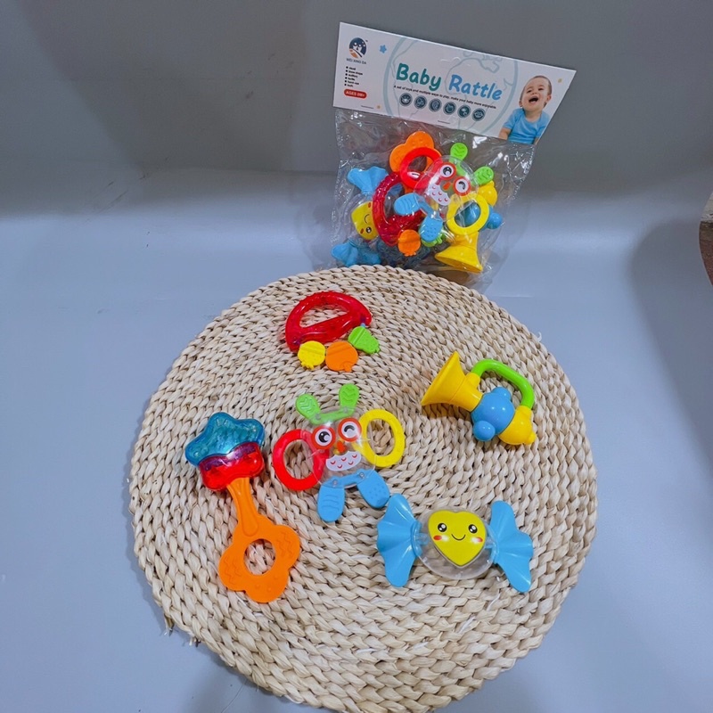 Set Xúc Xắc, Gặm Nướu Hoạ Tiết Cú Mèo Cho Bé