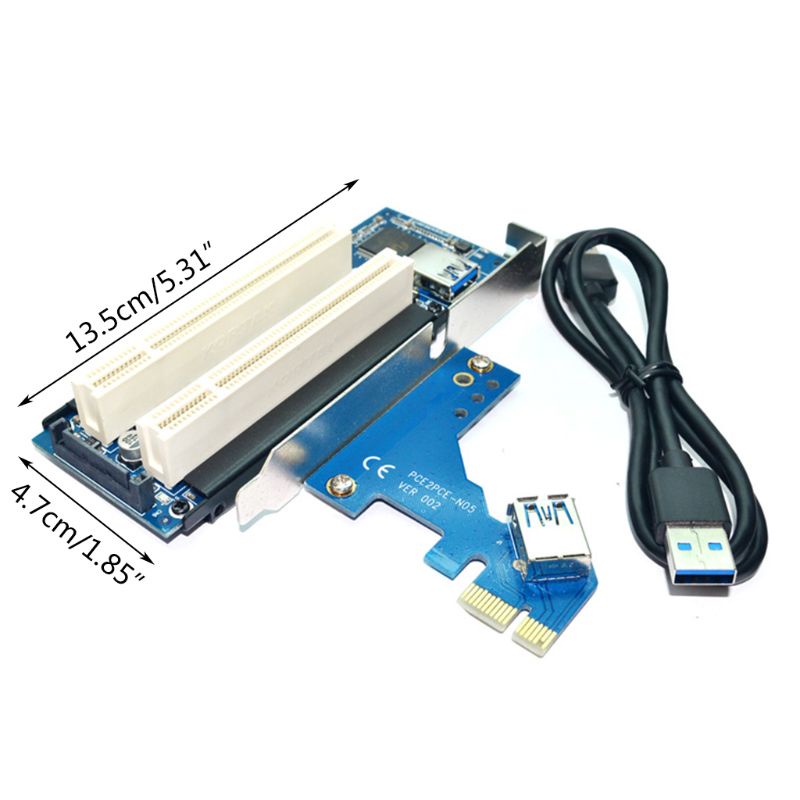 Card Mở Rộng PCI-E Express X1 Sang Dual PCI Kèm Dây Cáp USB Cho WIN2000 / XP / Vista / Win7 / Win8 / LINUX Thẻ